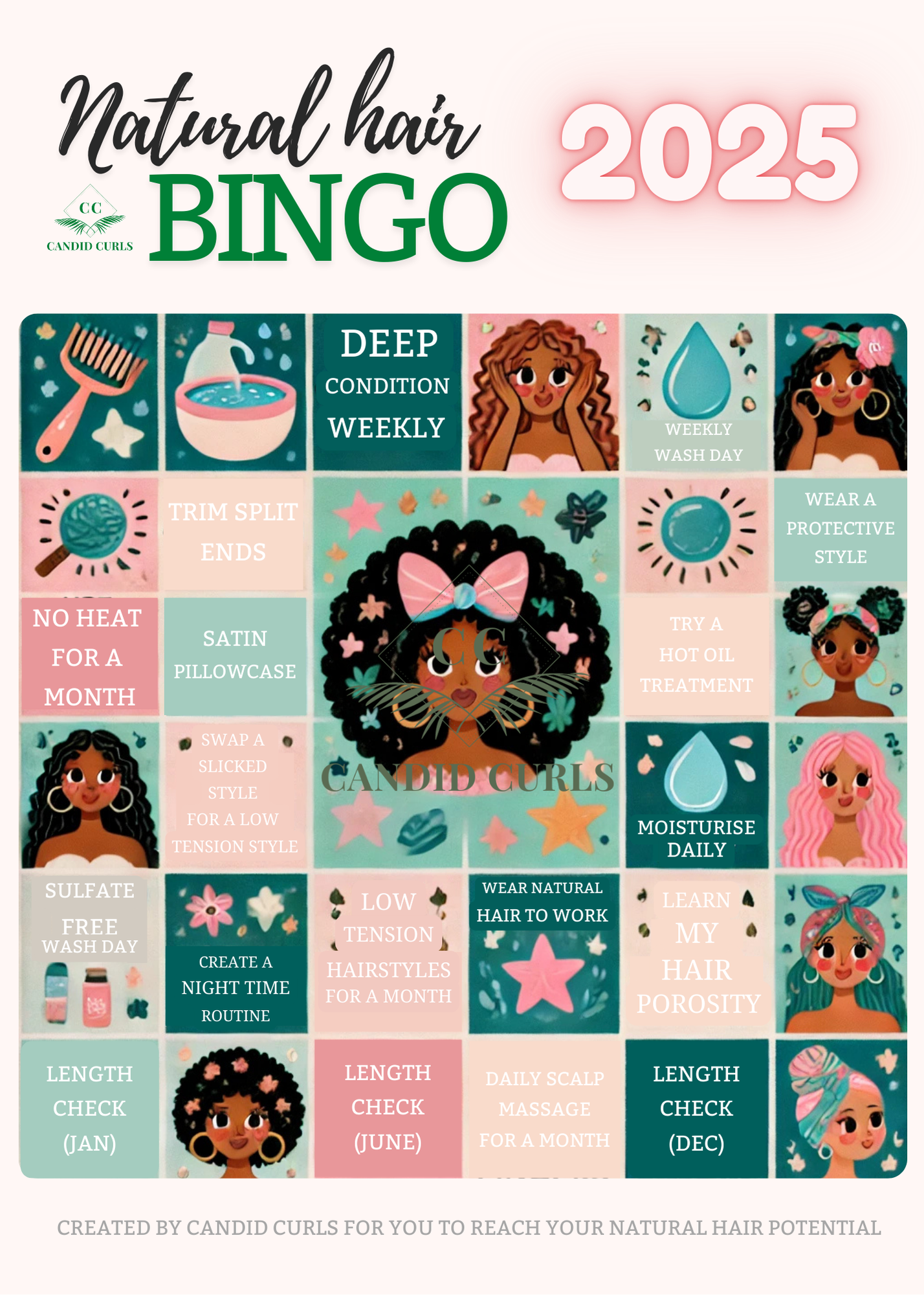 Natural Hair Bingo Card 2025